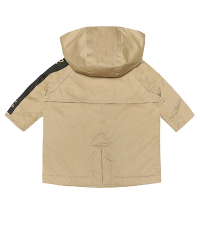 Shop Burberry Baby Daxton Cotton Coat In Beige