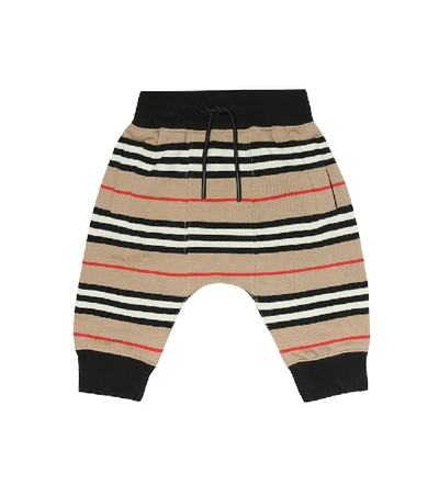 Shop Burberry Baby Lance Cotton Trackpants In Beige