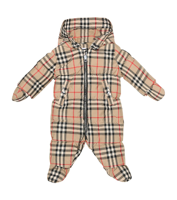 Burberry Babies' Vintage Check Down-filled Puffer Suit In Archive Beige |  ModeSens