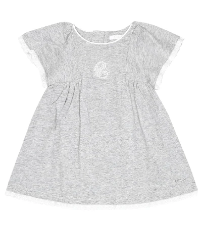 Shop Chloé Baby Cotton Dress In Grey
