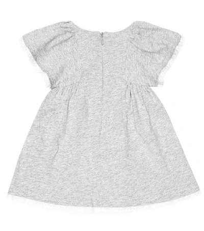 Shop Chloé Baby Cotton Dress In Grey