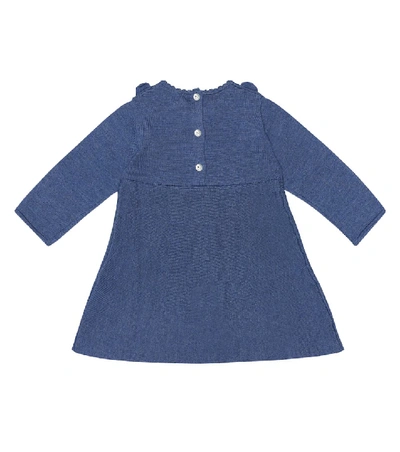 Shop Tartine Et Chocolat Baby Embroidered Wool Dress In Blue