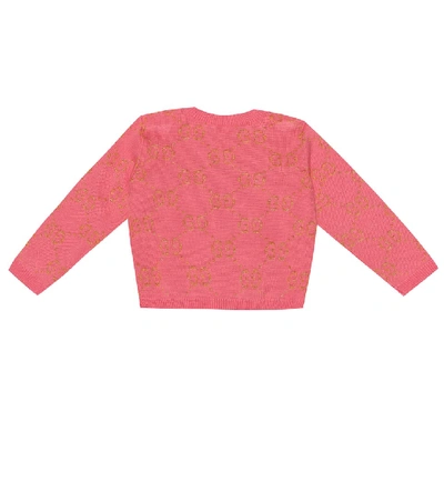 Shop Gucci Baby Intarsia Cotton-blend Sweater In Pink