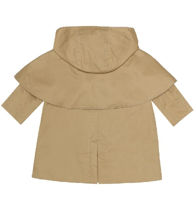 Shop Burberry Baby Cotton Trench Coat In Beige