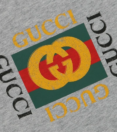 Shop Gucci Baby Logo Cotton Sweatshirt In Grey