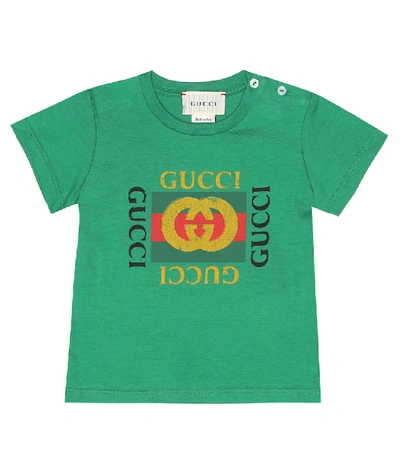 Shop Gucci Baby Printed Cotton T-shirt In Green
