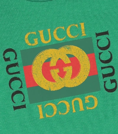 Shop Gucci Baby Printed Cotton T-shirt In Green