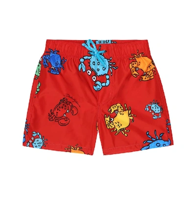 Shop Dolce & Gabbana Baby Printed Swim Trunks In Red