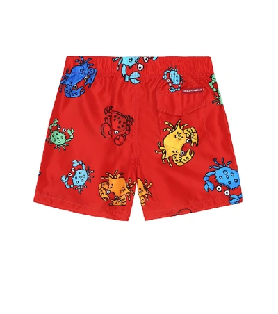 Shop Dolce & Gabbana Baby Printed Swim Trunks In Red