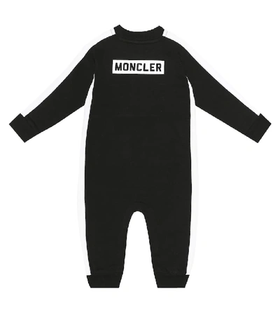 Shop Moncler Baby Stretch-cotton Onesie In Black