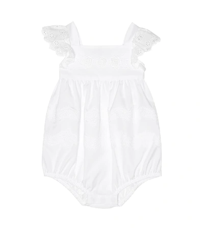 Shop Dolce & Gabbana Baby Cotton Playsuit In White