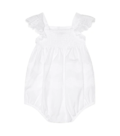 Shop Dolce & Gabbana Baby Cotton Playsuit In White