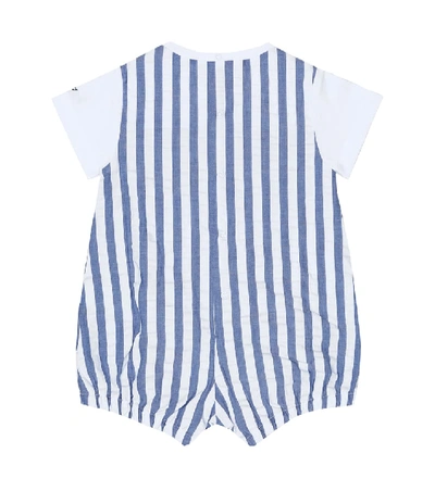 Shop Il Gufo Baby Striped Cotton Playsuit In Blue