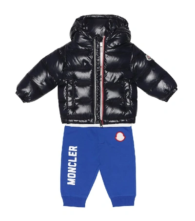 Shop Moncler Baby New Aubert Quilted Down Coat In Blue