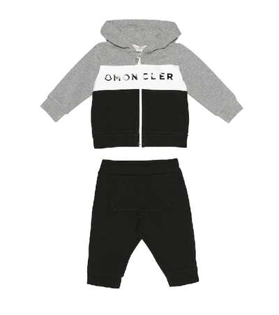 Shop Moncler Baby Stretch-cotton Tracksuit In Black