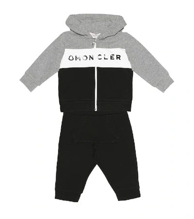 Shop Moncler Baby Stretch-cotton Tracksuit In Black