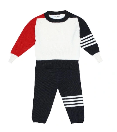 Shop Thom Browne Baby Cashmere Trackpants In Blue