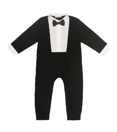 Shop Dolce & Gabbana Tuxedo Stretch Cotton Onesie In Black