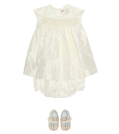 Shop Bonpoint Baby Maruska Silk Dress And Bloomers Set In White