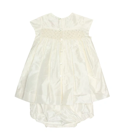 Shop Bonpoint Baby Maruska Silk Dress And Bloomers Set In White