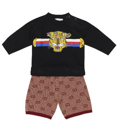 Shop Gucci Baby Printed Cotton Sweatshirt In Blue