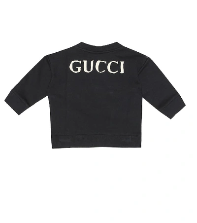 Shop Gucci Baby Printed Cotton Sweatshirt In Blue