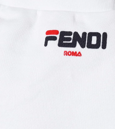 Shop Fendi Mania Baby Cotton Trackpants In White