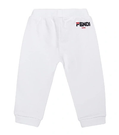 Shop Fendi Mania Baby Cotton Trackpants In White