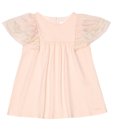 Shop Chloé Baby Cotton Dress In Pink
