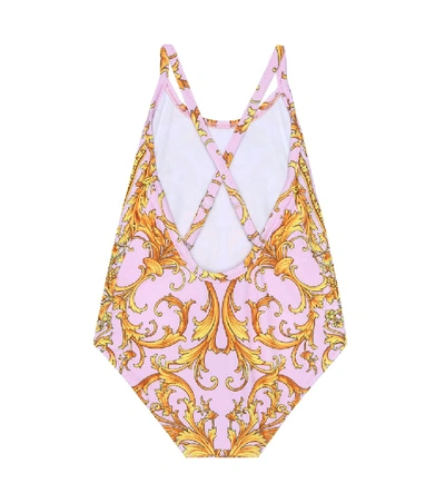 Shop Versace Baby Printed Swimsuit In Pink