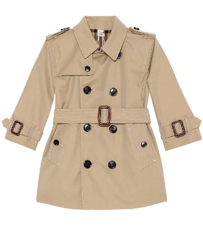 Shop Burberry Baby Cotton Trench Coat In Beige