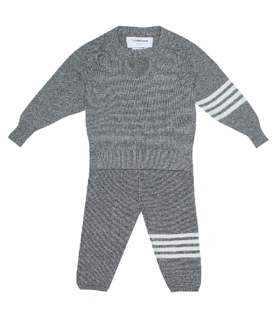 Shop Thom Browne Baby Cashmere Trackpants In Grey