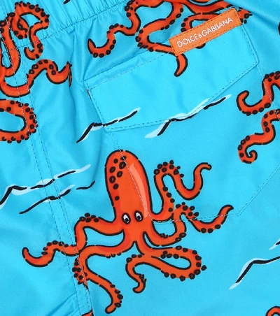 Shop Dolce & Gabbana Baby Printed Swim Trunks In Blue