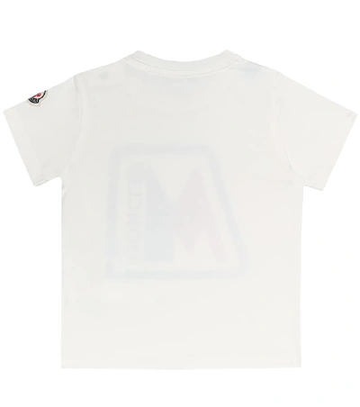 Shop Moncler Baby Logo Stretch-cotton T-shirt In White