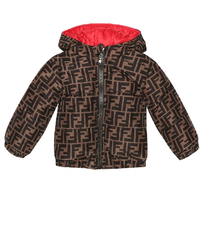 Shop Fendi Baby Reversible Puffer Jacket In Red