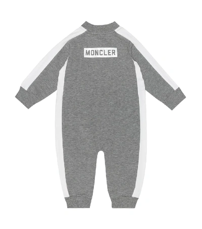 Shop Moncler Baby Stretch-cotton Onesie In Grey