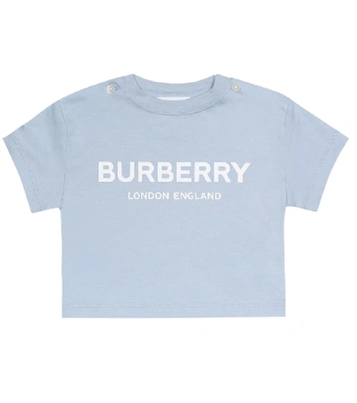 Shop Burberry Baby Logo Cotton-jersey T-shirt In Blue