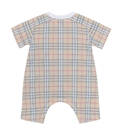 Shop Burberry Check Cotton Playsuit In Beige