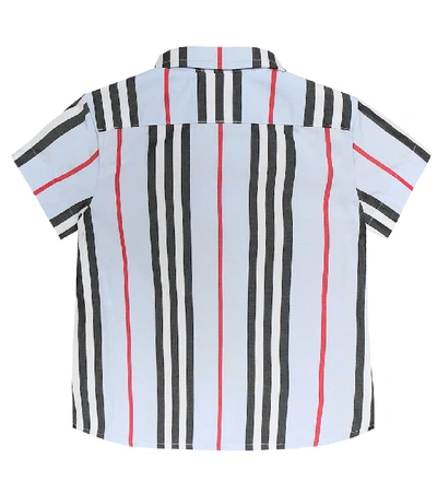 Shop Burberry Baby Icon Stripe Cotton-poplin Shirt In Blue