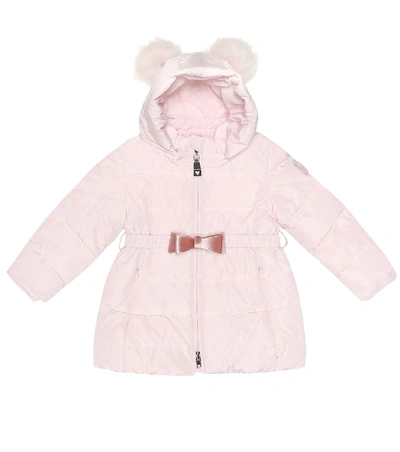 Shop Monnalisa Baby Fur-trimmed Puffer Jacket In Pink