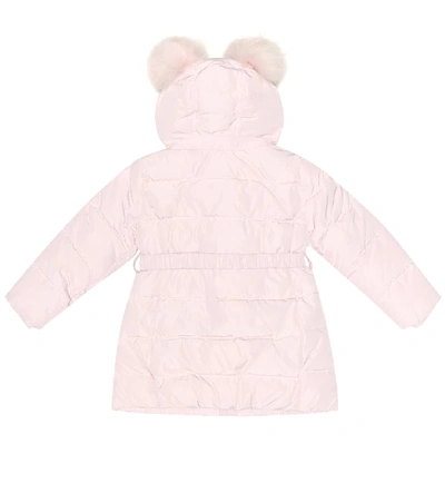 Shop Monnalisa Baby Fur-trimmed Puffer Jacket In Pink
