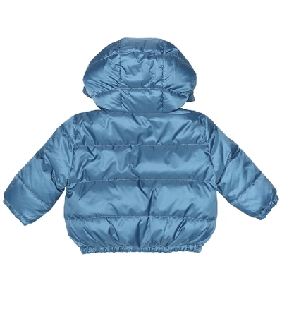 Shop Burberry Baby Reversible Puffer Jacket In Blue