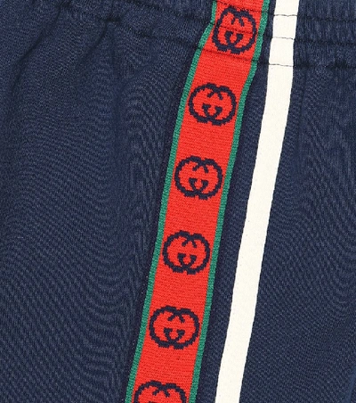 Shop Gucci Baby Gg Web Striped Cotton Shorts In Blue