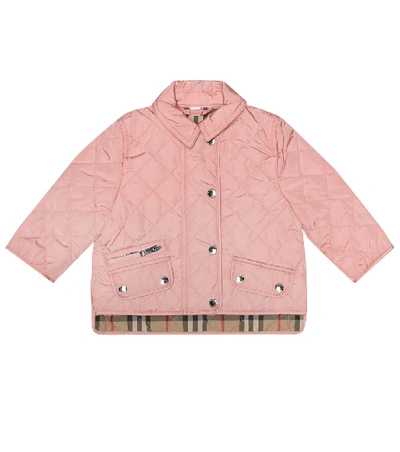 Shop Burberry Baby Quilted Jacket In Pink