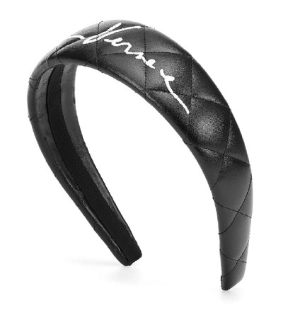 Shop Versace Faux-leather Headband In Black