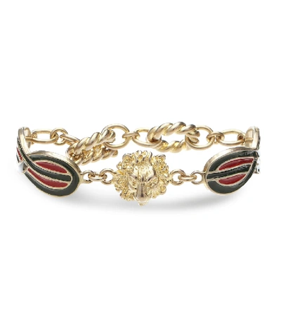 Shop Gucci Lion Metal Bracelet In Gold