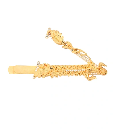 Shop Versace Crystal-embellished Hair Clip In Gold