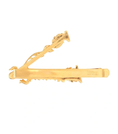 Shop Versace Crystal-embellished Hair Clip In Gold