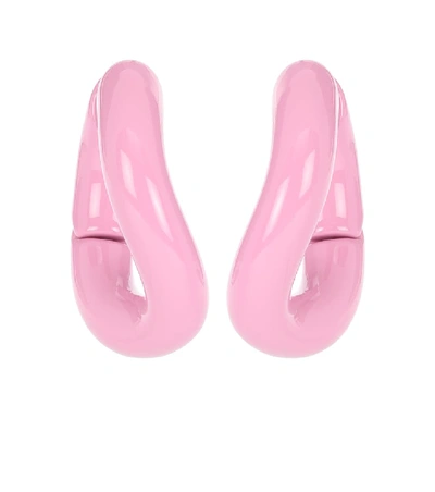 Shop Balenciaga Loop Earrings In Pink