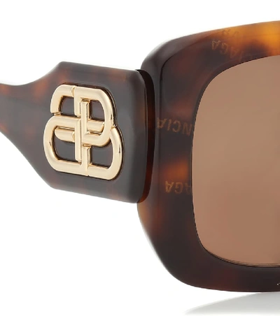 Shop Balenciaga Paris Square Acetate Sunglasses In Brown